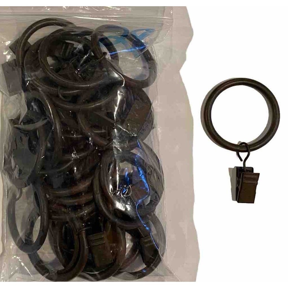 28 Matte Brown Metal Clip Curtain Drapery Rings for 1.25" inch rod or under